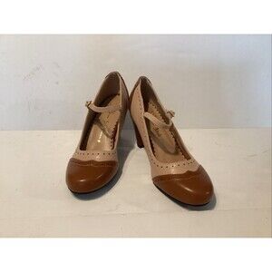 spectator shoes heels women 7  Mary Jane two tone brown/beige